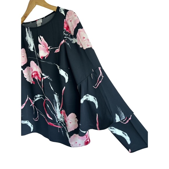 Chicos Women’s Size Small Orchid Floral Tiered Sleeve Blouse Top - Picture 5 of 8